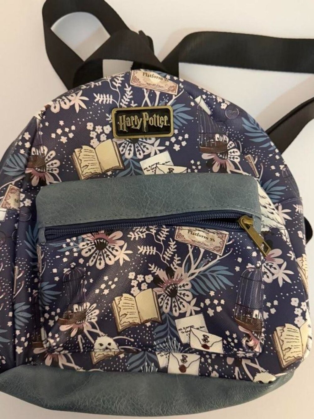Harry Potter Hogwarts Icons Mini Backpack Blue Floral Wizarding World Bioworld